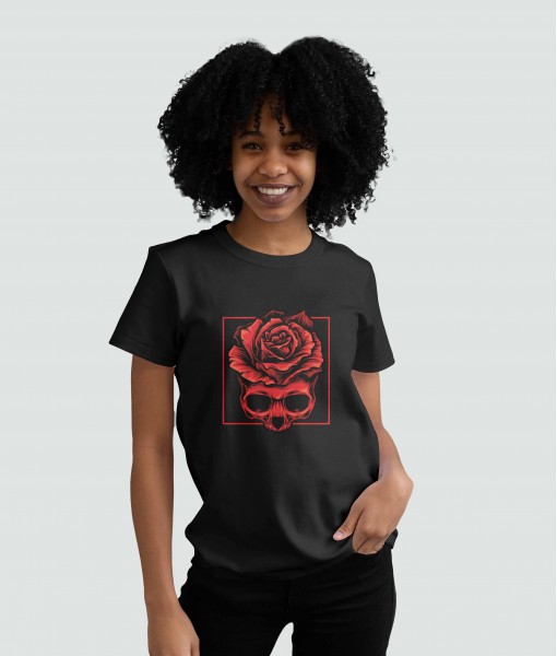 Дамска тениска с щампа Готика Rose skull